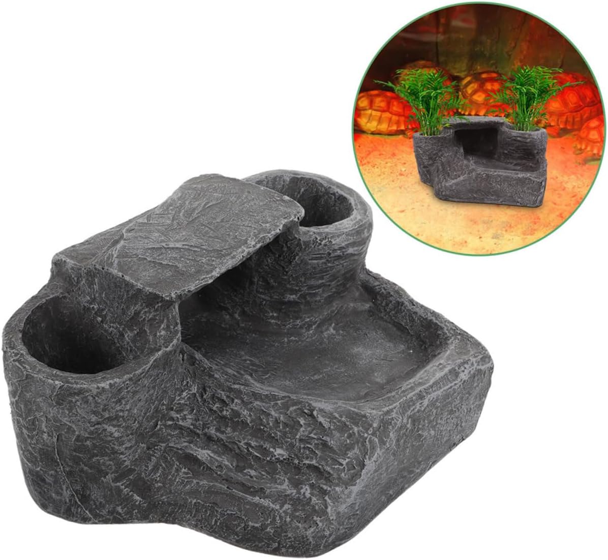 VICASKY Turtle Basking Platform Resin Climbing Rock for Reptiles and Aquariums Durable Basking Ramp for Tortoises Habitat Decor and Exercise Space for Pets