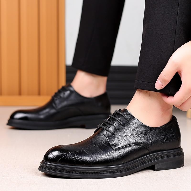 Men's Comfort Orthopedic Dress Shoes Shoes Dress Oxford for Men Lace Up Round Toe Plaid Shoes Vegan Leather Slip Resistant Rubber Sole Block Heel Low Top Wedding3