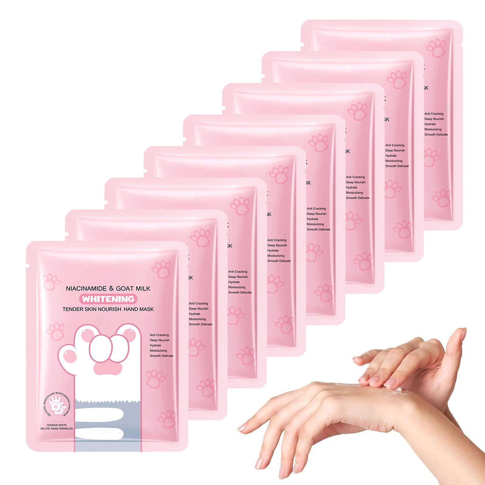 Masque Pour Les Mains, Masques Hydratants Pour Les Mains, Gants Hydratants Pour La Nuit Pour Les Mains Sèches Et Gercées, Rajeunit Et Répare La Peau Rugueuse Des Mains, 8 Pièces