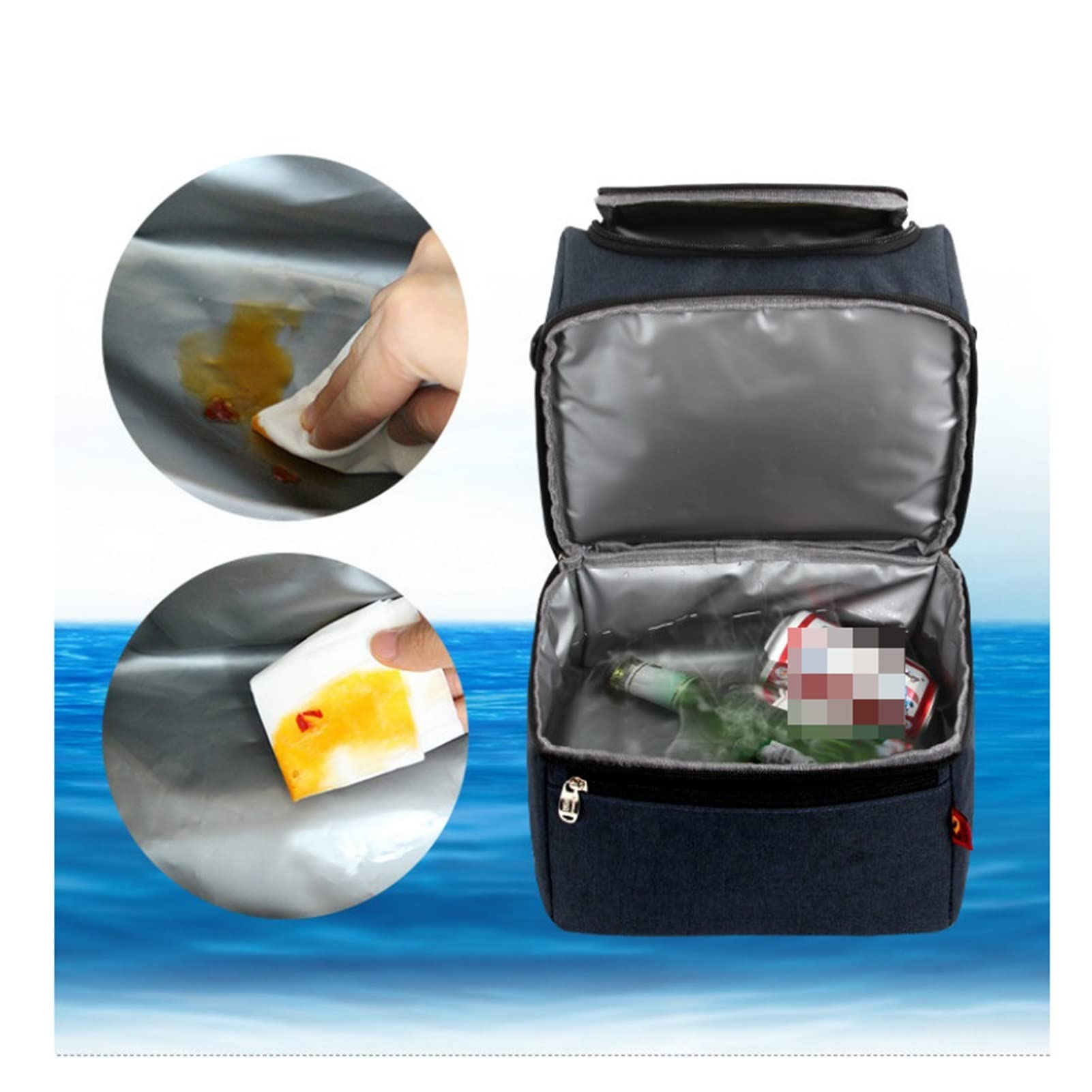 Cooler Mochila Bolsas de Almuerzo Fiambrera térmica para niños Bolsa de Comida Bolsa de Picnic Bolso Cooler Caja de Almuerzo aislada (Negro 1)