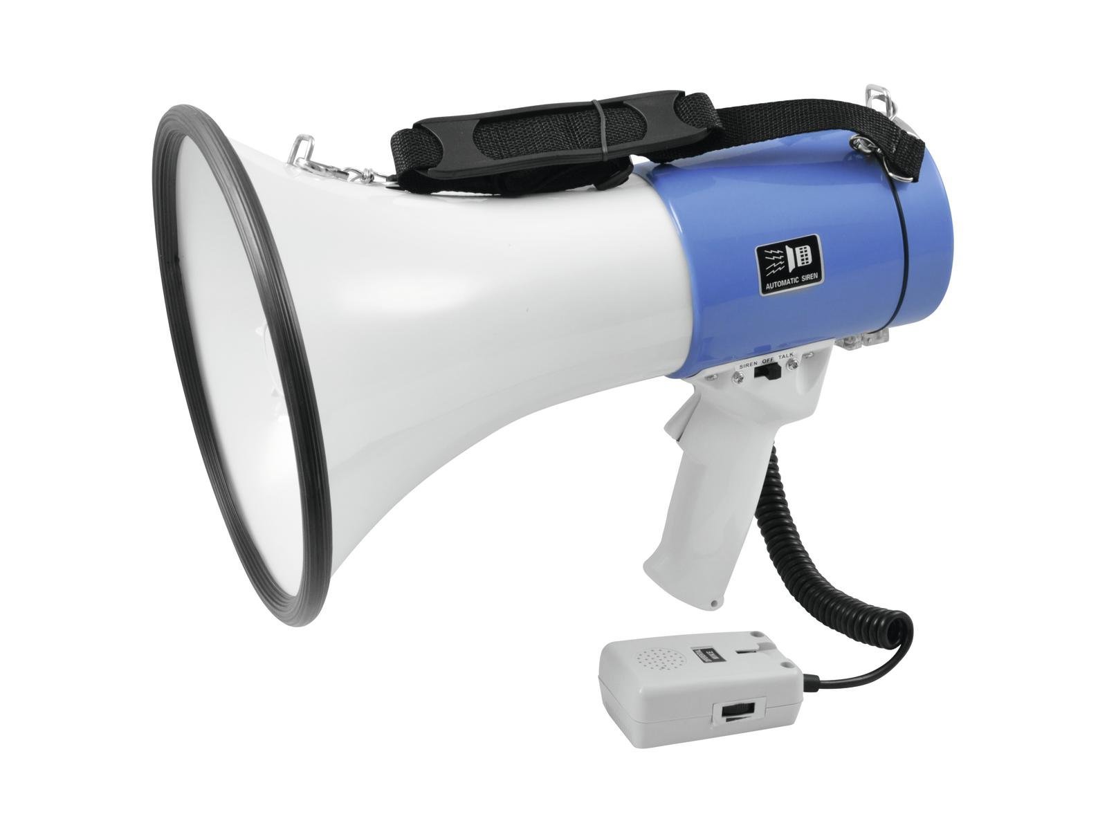 Omnitronic MP-25 Megaphon | Leistungsstarkes 25-Watt-Megaphon mit Sirene | Durch hochwertiges Kunststoffgehäuse (ABS) schlag- und kratzfest
