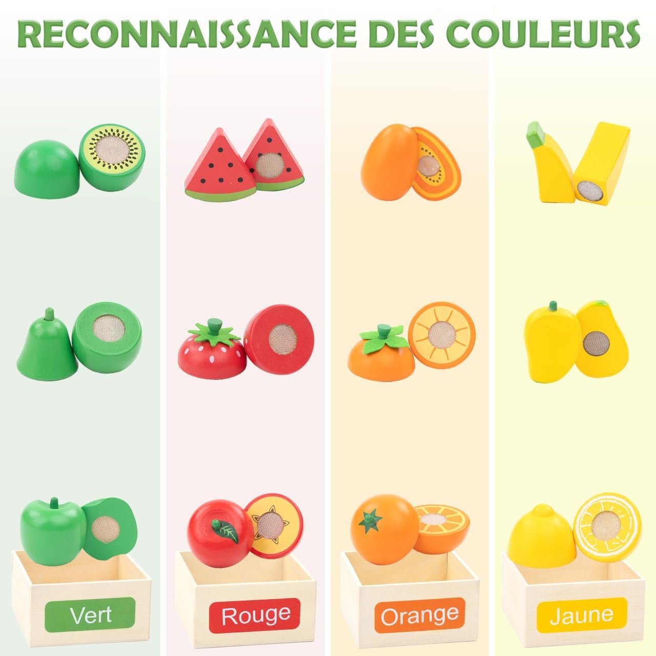 Montessori 2 Ans, Dinette en Bois Enfant, Accessoire Cuisine, 24 piéces, Jouet Enfant 3 Ans, Jeux d’éveil Enfant 2 à 5 Ans, Cadeau Enfant 2 Ans