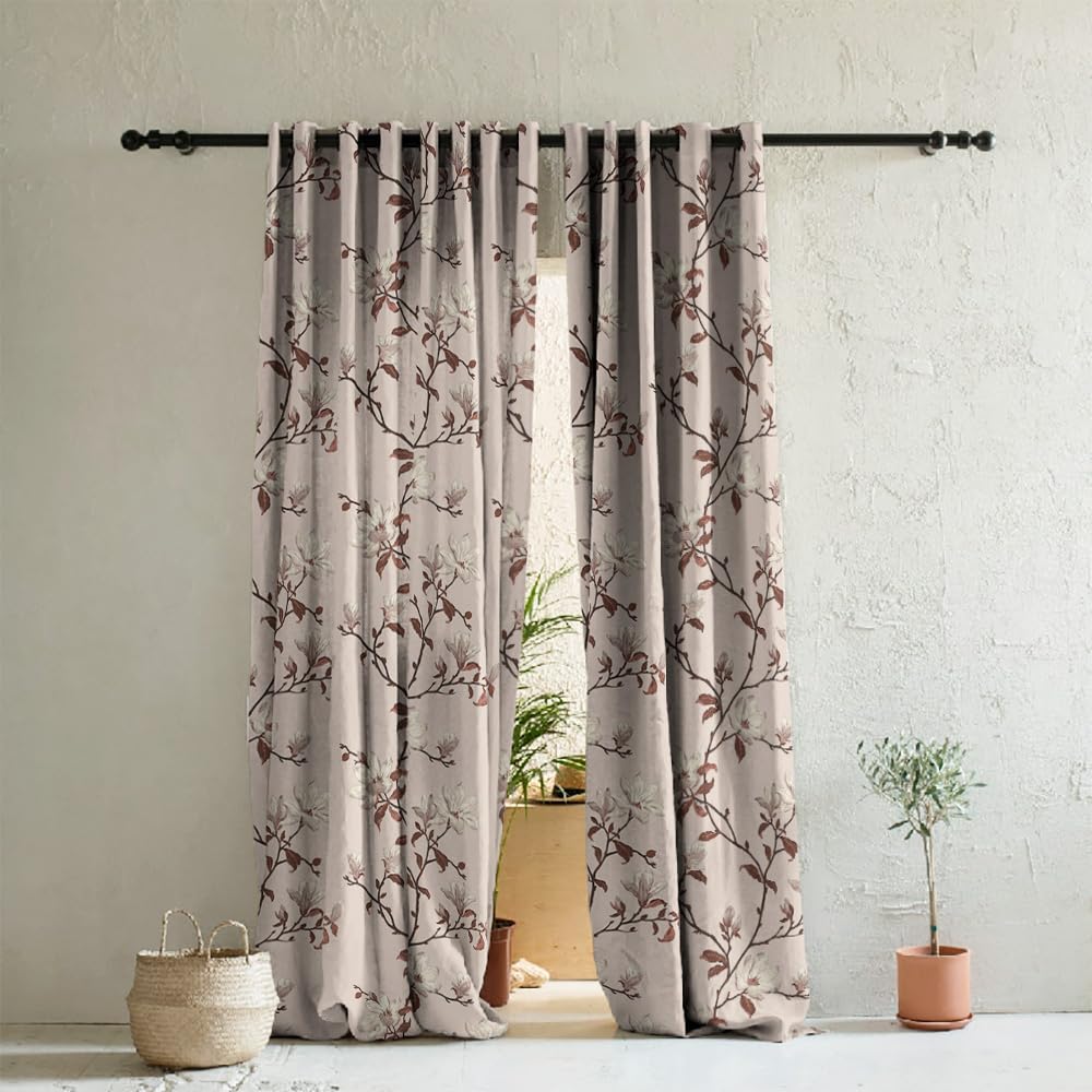 SPACES DRAPE STORY Elegant Digital Floral Print Curtains, for Window, Door and Long Door - Custom Your Size, Style and Colour