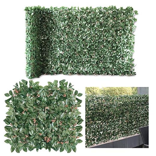 · Petgrow · Artificial Ivy with Flower for Fence Privacy Screen, Faux Foliage Leaf Privacy Outdoor Garden Wall Artificial Hedge Boxwood,2 Roll