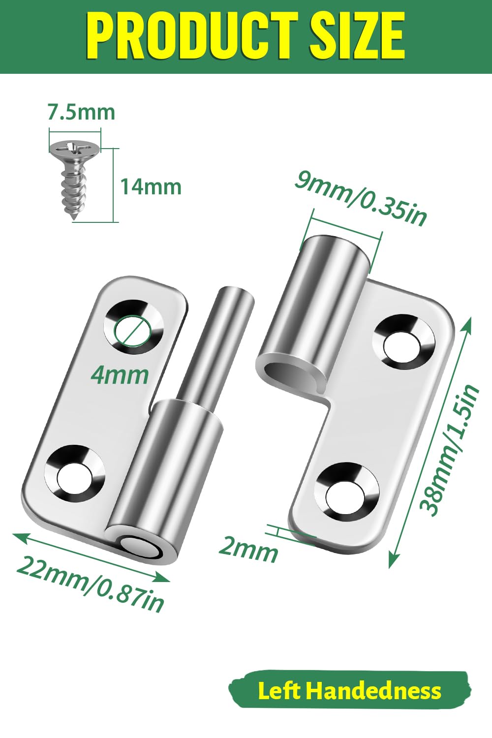 Bolatus Lot De 2 Charnières Amovibles De 3,8 Cm, Petit Drapeau à Joint Coulissant, Charnière De Porte En Acier Inoxydable 304, Pour Droitier