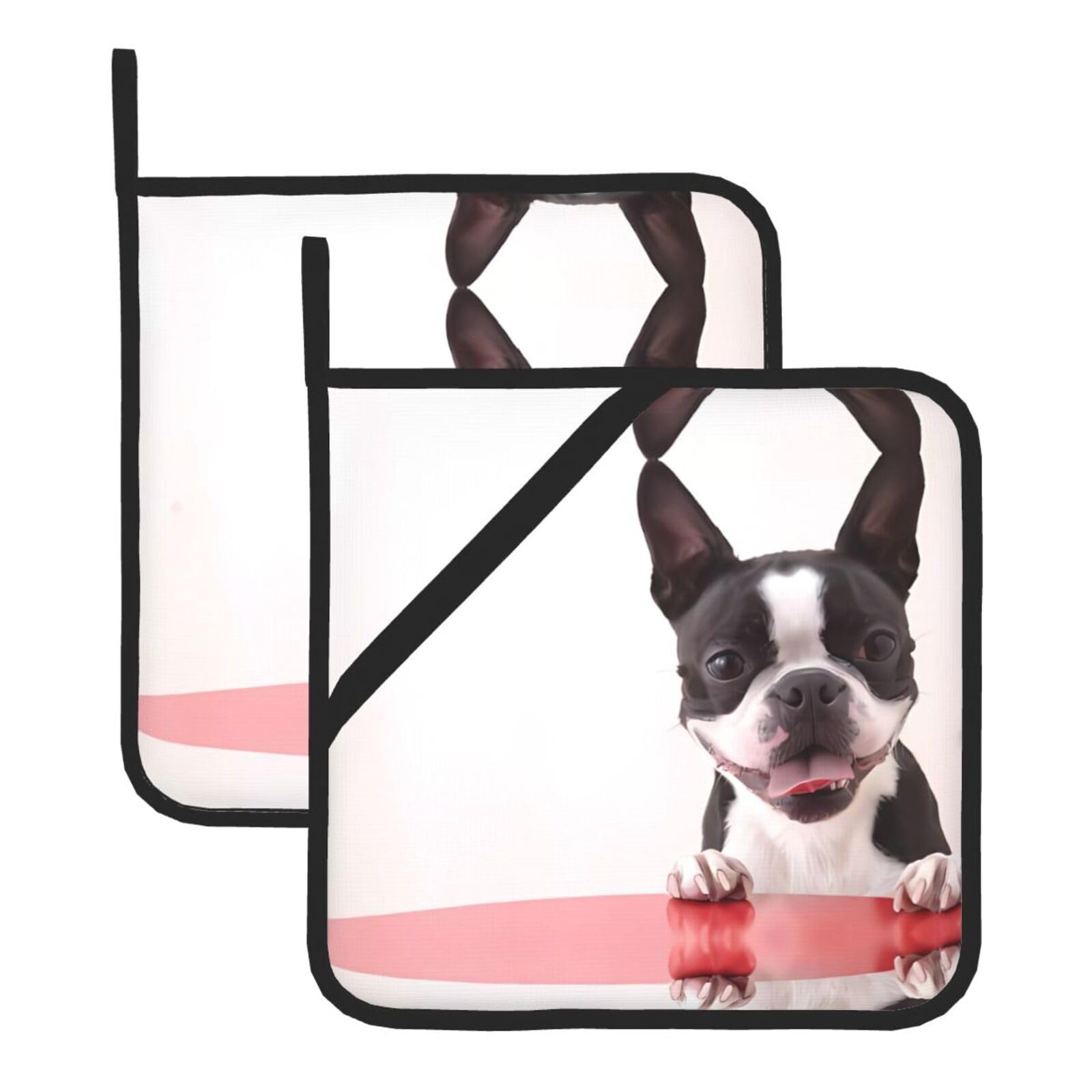 WHJSSF Cute Dog Prints Square Pot Holders - Heat Resistant Kitchen Trivets 2-Pack - Waterproof Covers for Hot Dishes, Oven & Grill with Hanging Loop