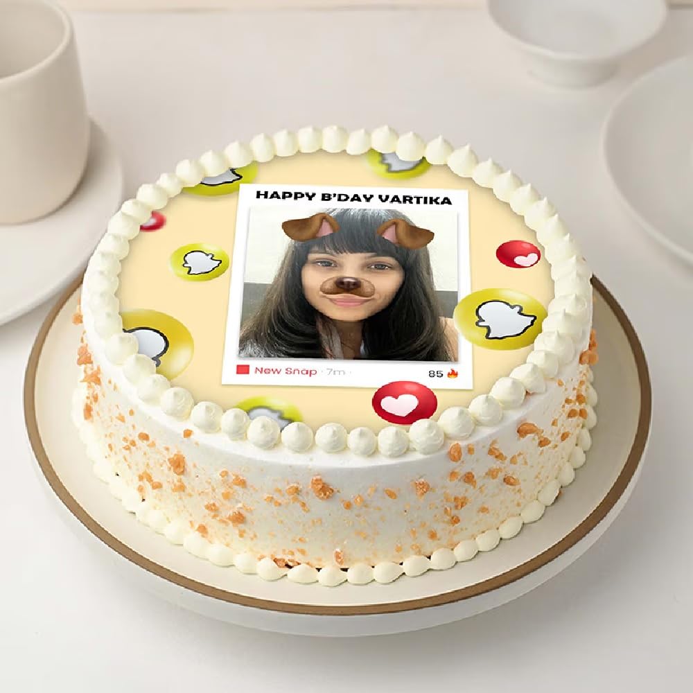 FlowerAura Delicious Silky Smooth Fresh Customized Snapchat Filter Butterscotch Photo Cake For Birthday Gift, Anniversary Gift, Valentines Day Gift, Mothers Day Gift (Same Day Delivery) (0.5Kg) (B0D1C1NSPT) Amazon Price History, Amazon Price Tracker