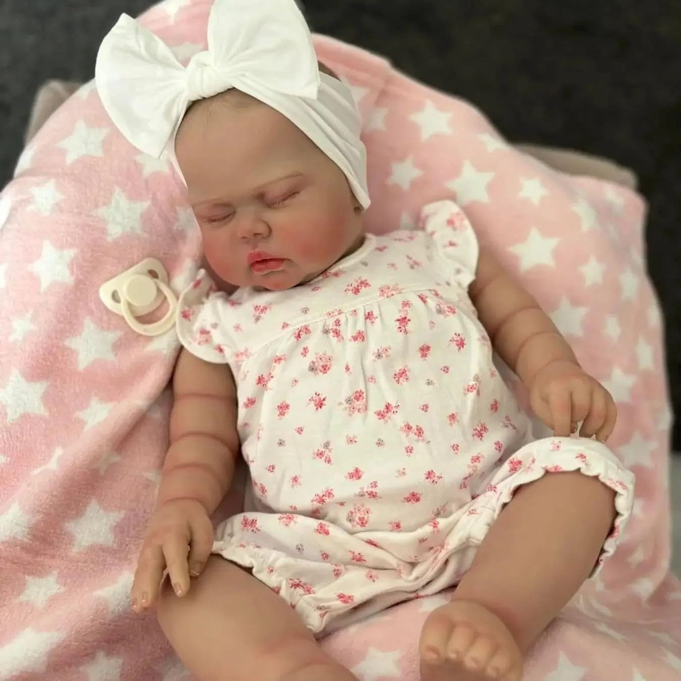 Angelbaby Real Life Big Reborn Baby Doll Realistic Newborn Weighted Baby Girl Dolls 24 inch Soft Silicone Sleeping Reborn Toddler with Chubby Face Handmade Detailed Lifelike Doll Kid Toys