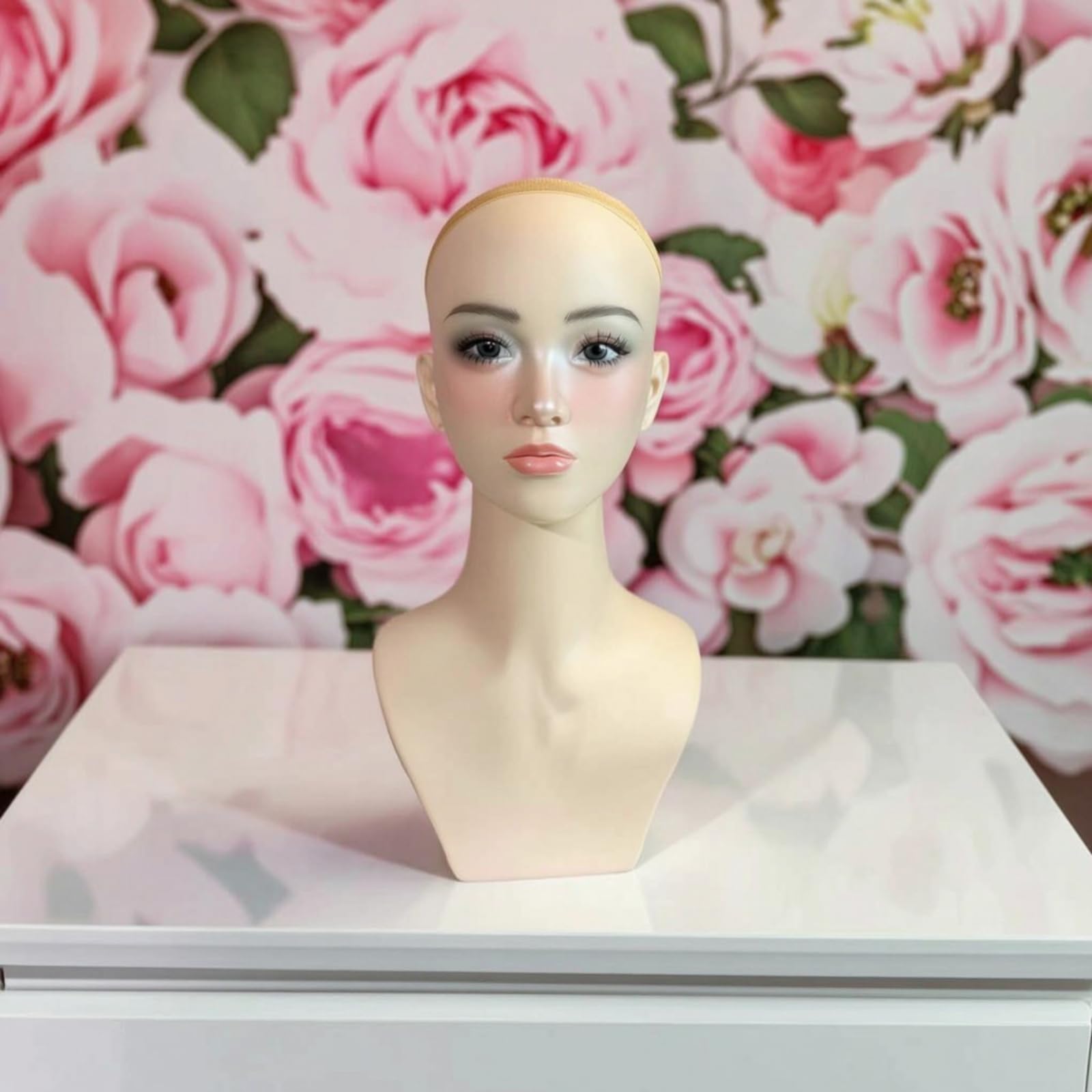 perfk Testa Manichino Donna per Parrucche Espositore Parrucca Busto con Spalle Supporto Display Testa con Collo E Spalle Finitura Realistica in PVC