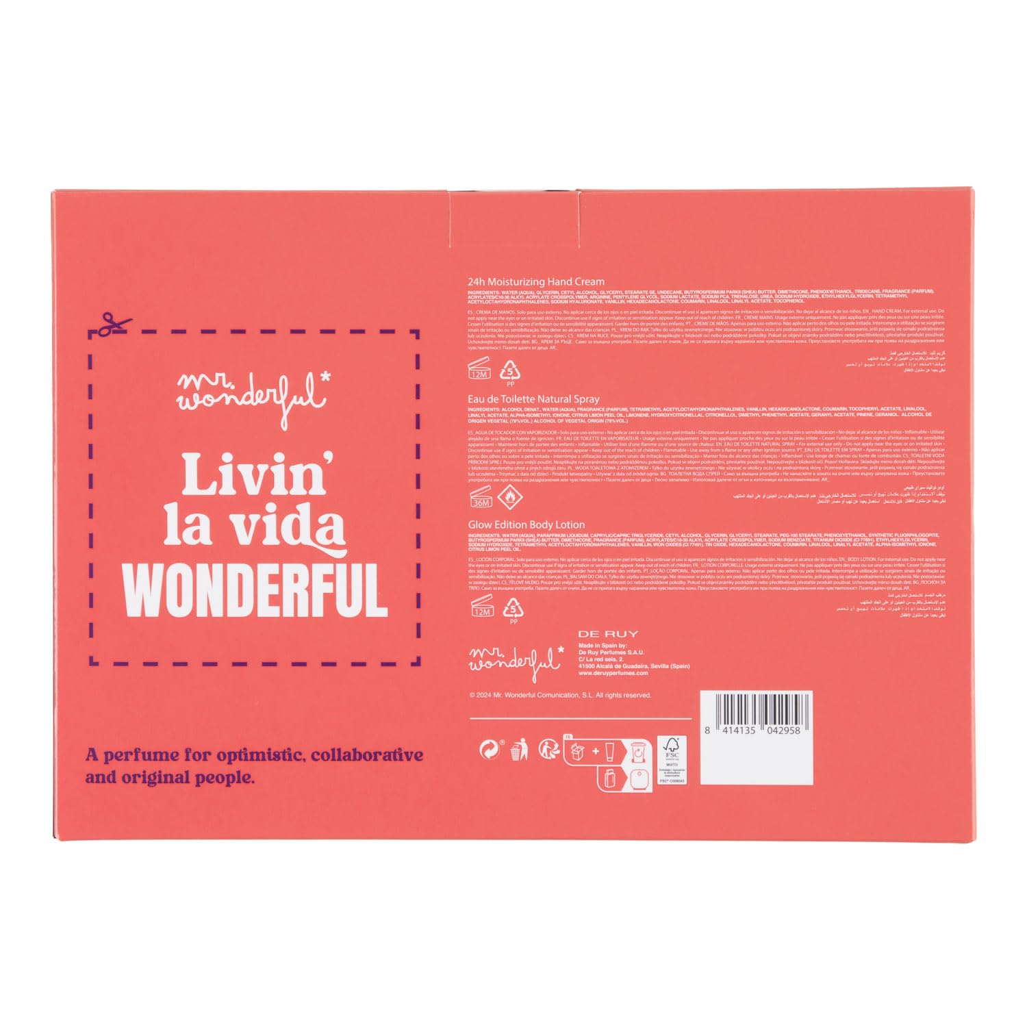 MR WONDERFUL - I'm the Queen of Hearts 75 ml, Estuche de Regalo Mujer, Colonia + Crema Manos + Crema de Cuerpo Glow Edition, Eau de Toilette Femenina, Aroma Frutal Gourmand