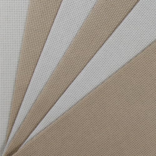 Image of KCS 4 /6 pc of 12 inch x 18 inch 30cmx45cm 16CT Counted Cotton Aida Cloth Cross Stitch Fabric (Pearl Grey+Khaki, 6 pc)