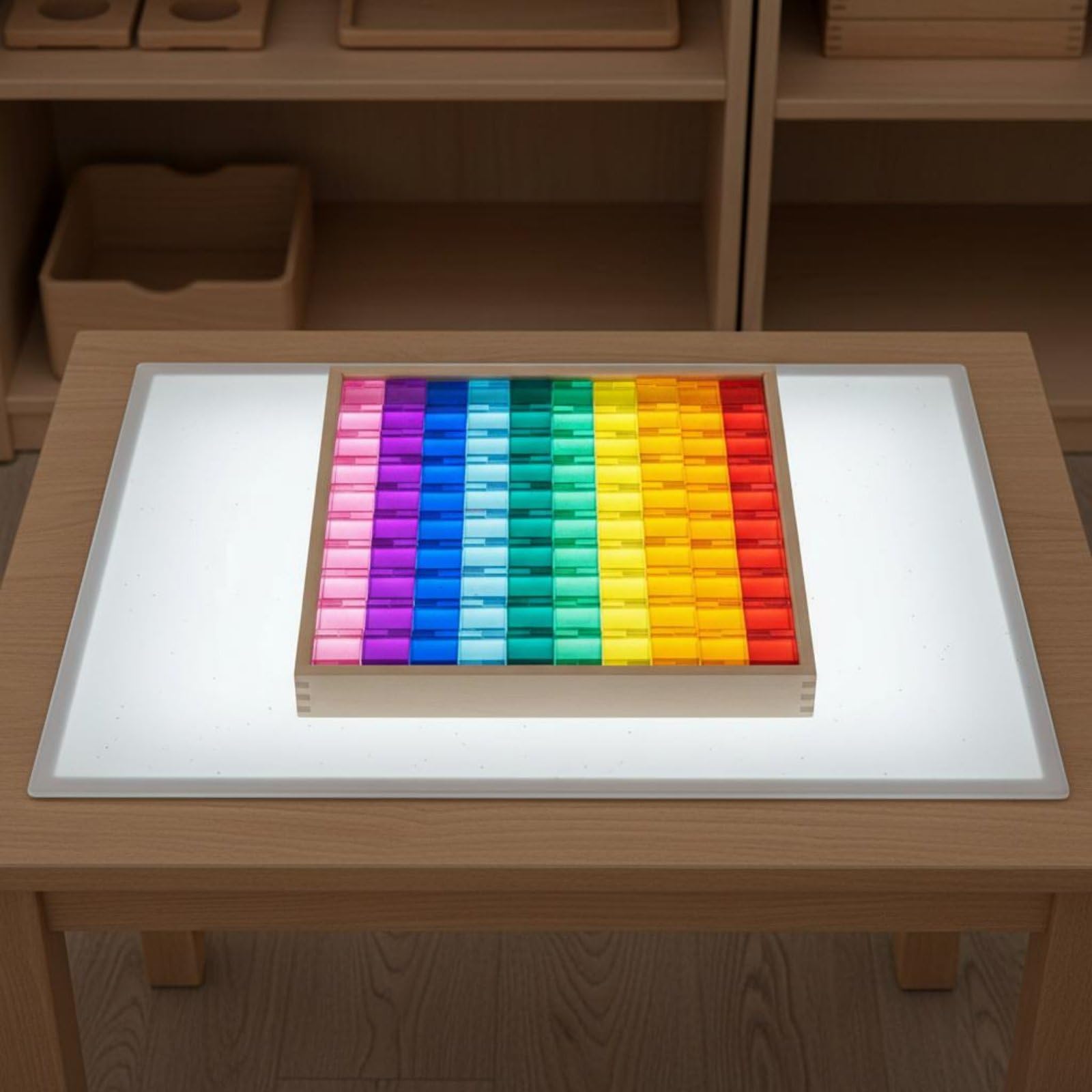 kowaku Acrylic Elementi Costruzione Blocchi Trasparenti Cubi Educativi Giocattolo Sensoriale Stimolazione Visiva Adatto a Bambini attività Didattica Casa, Macaron, Cubi 100PCS