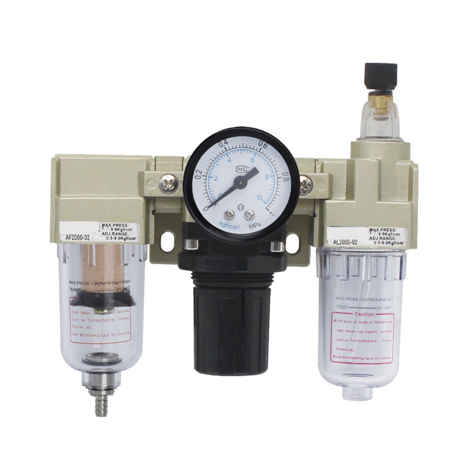 Aynrjkkx Ac2000-2D Ac2000 Pneumatic Air Filter Regulator Lubricator Combination Oil-Water Separator Treatment Compressor(Ac2000-2D)