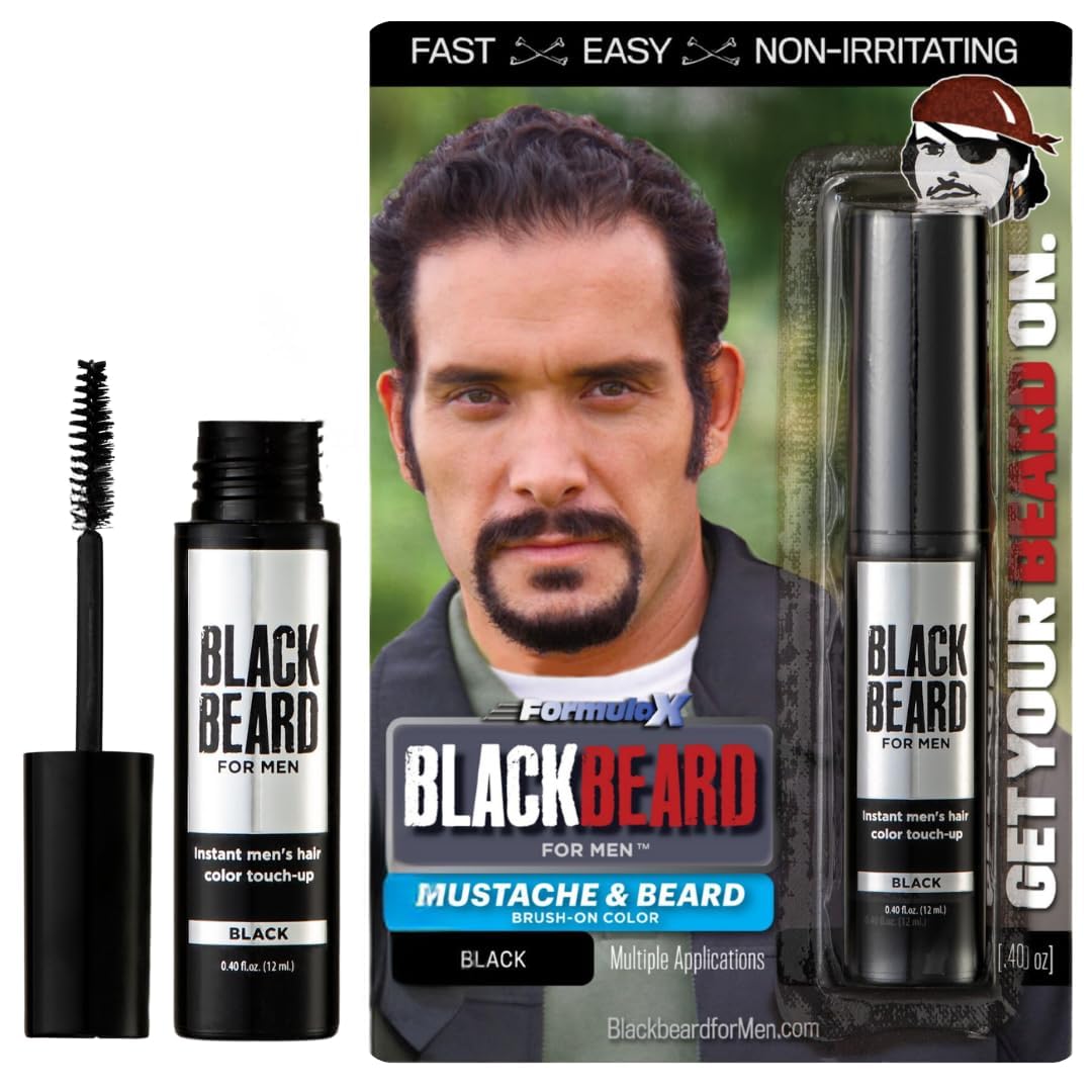 Blackbeard for Men - temporary brush on colour 12ml 0.40oz (Black, 1 Pack)