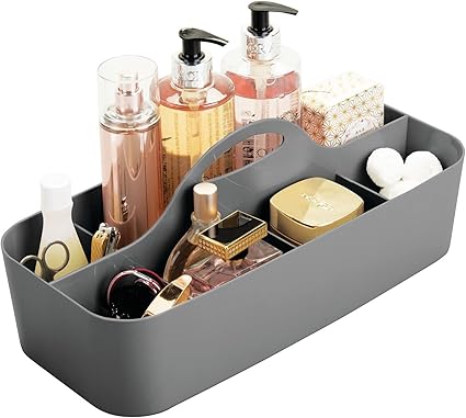 mDesign Cesta de baño con asa – Para usar como organizador de cosméticos, caja organizadora para cocina o toallero – Cesta para ducha pequeña en ...