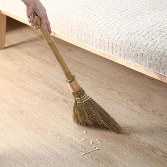 Straw broom - Standing tail broom hand for traditional corn broom bristle broom brush cleaning, dusting brush,62CM [Energy Class A]