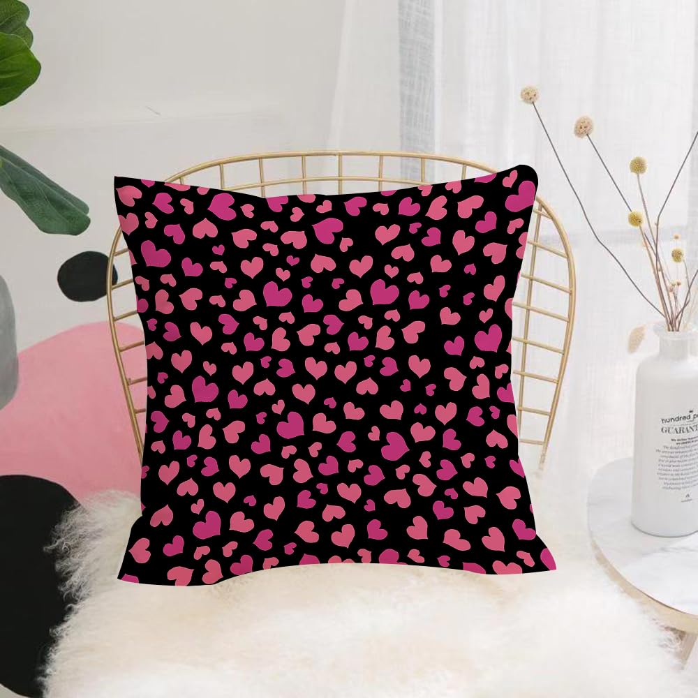 Hyosxw Seamless Fuchsia Hearts & Checks Pattern - A3 Cushion Cover,Throw Pillow Case Home Decorative For Living Room Bedroom Sofa Chair 18X18 Inch,Seamless Fuchsia Hearts & Checks Pattern,Pillowcase 45X45cm