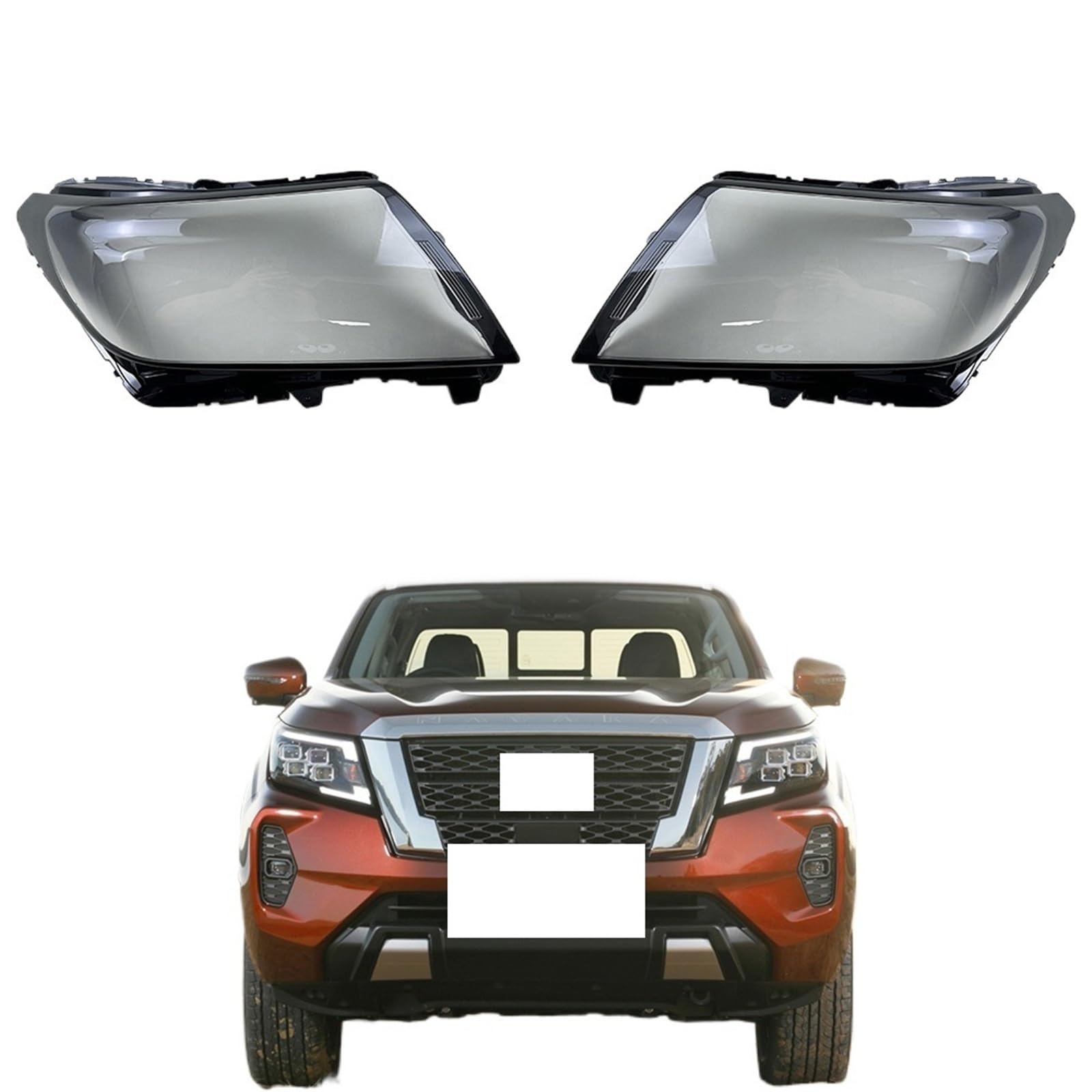 DEUBEWT Compatible for Nissan Navara NP300 2021 2022 2023 Accessory Cars Headlights Cover Using Transparent PC Plastic Raw Material Production(A Pair)
