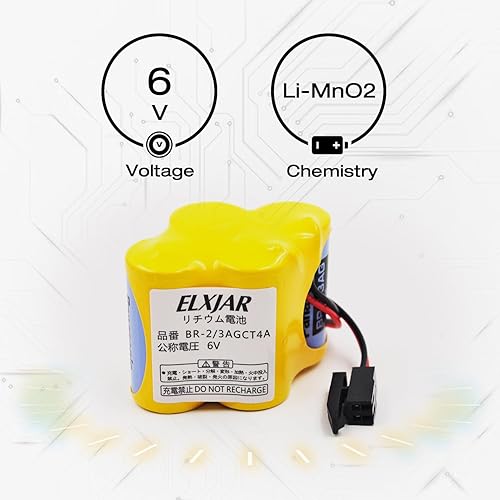 Miniatura 2 de elxjar BR-23AGCT4A - Batería de repuesto para controles Panasonic FANUC de 6 V, 4400 mAh, PLC Computer Ge Fanuc serie 18T, A98L-0031-0025,