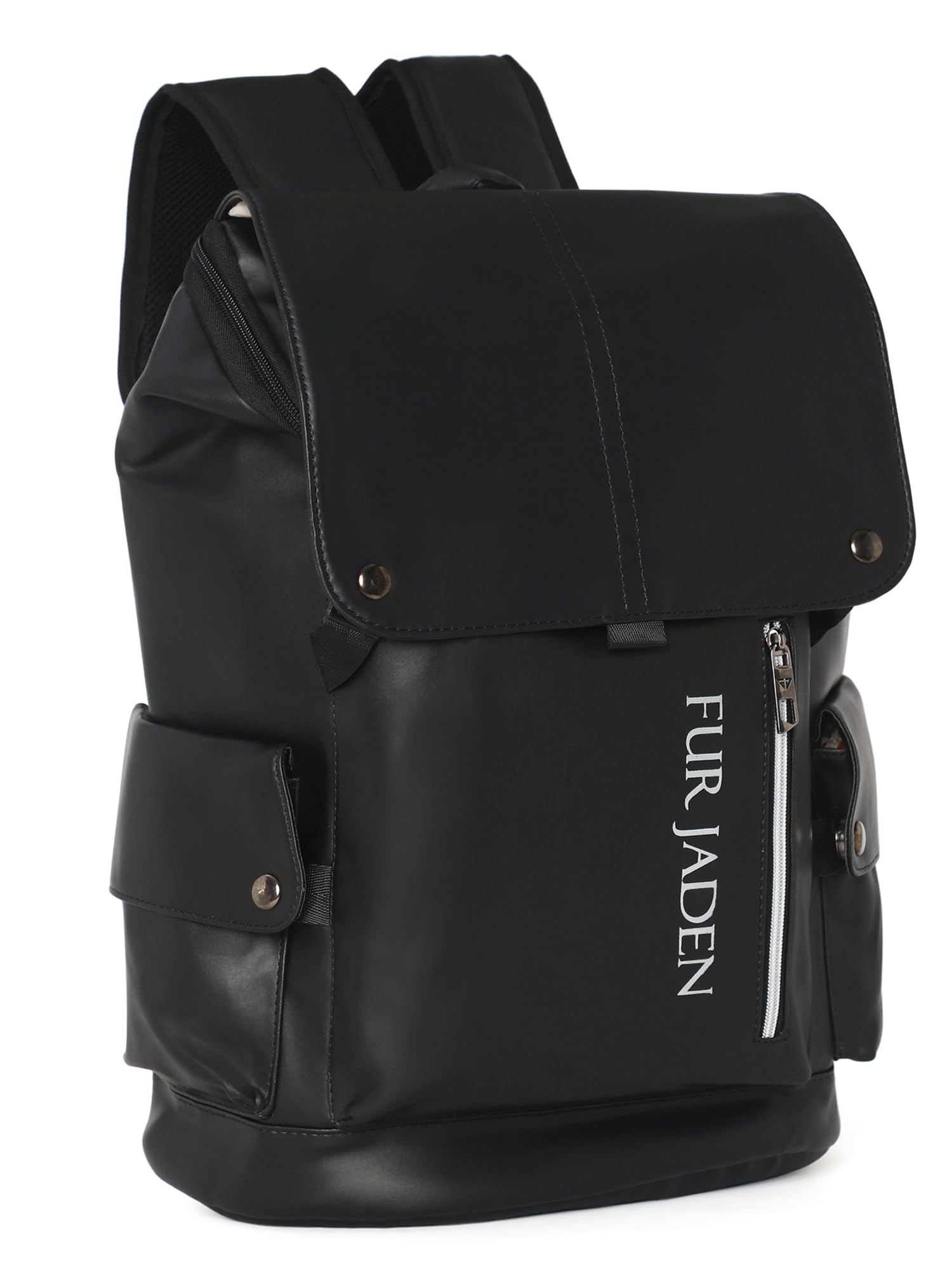fur jaden Vegan Leather Stylish Casual Laptop Backpack For Men Women College Office Professionals-picture-1
