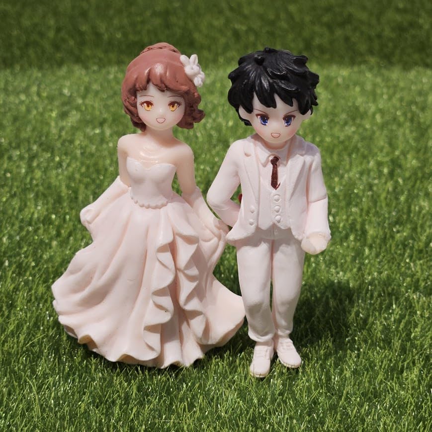 Image of Miniature Wedding Couple Figurines | Cute Bride & Groom Mini Statues for Miniature Garden Decor, Dollhouse Accessories, Terrariums & Gifting | Romantic Couple Showpiece