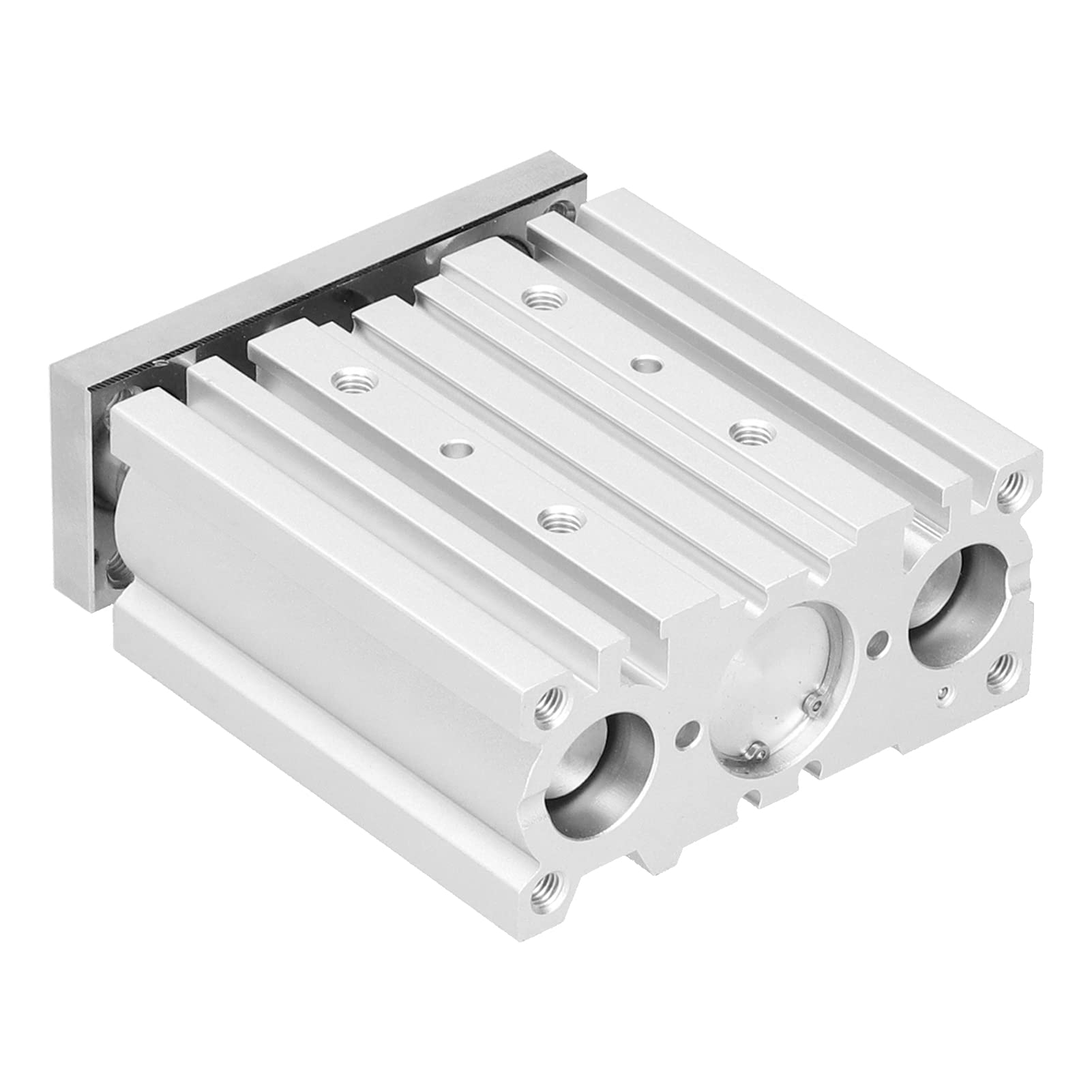 Gleitlager-Pneumatikzylinder, Aluminiumlegierung, Doppeltwirkender Luftzylinder, 25 Mm Bohrung, 50 Mm Hub, 3-Stangenführung für Automatisierungssteuerung, Robotik, Druckspannung