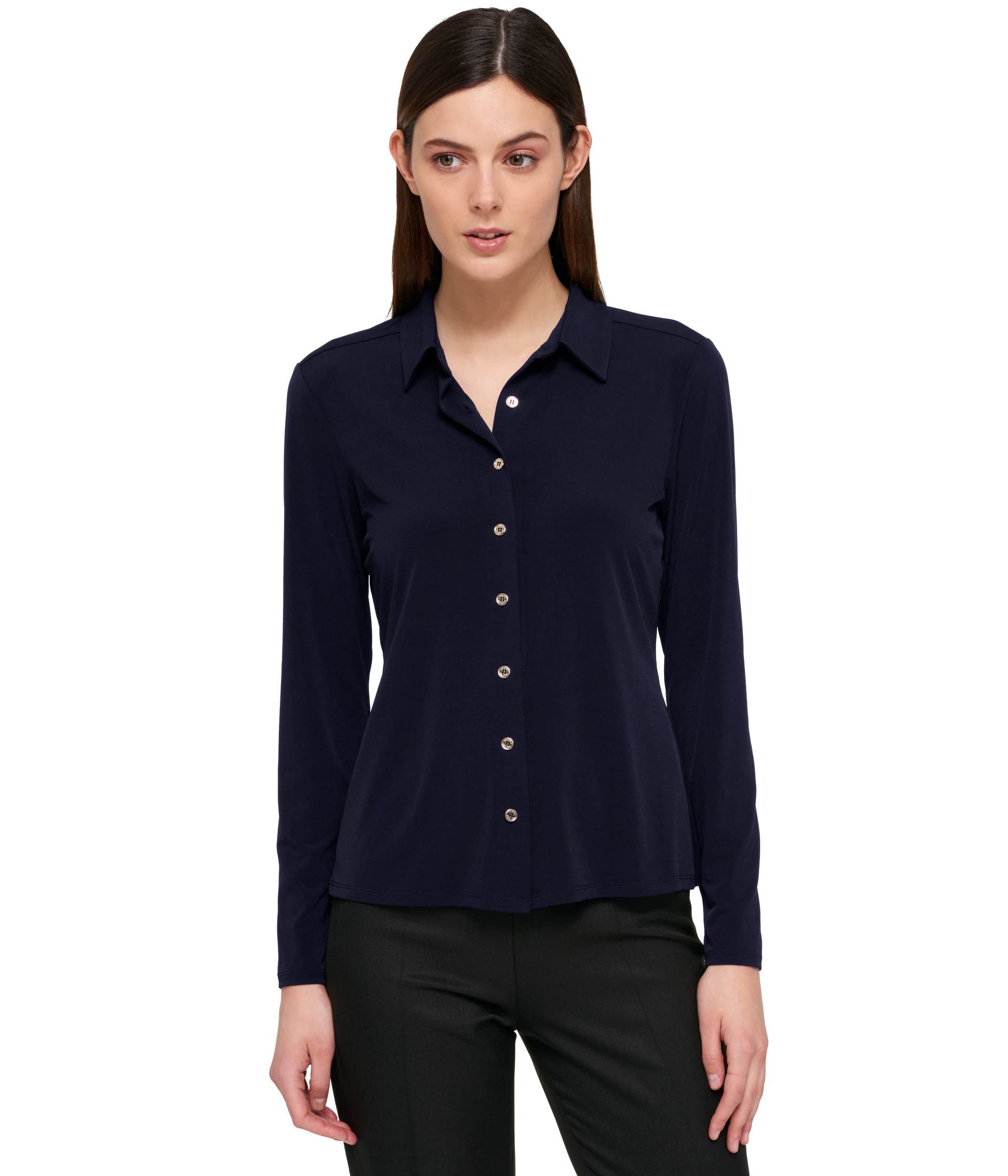 Tommy Hilfiger Tommy Hilfiger Women's Long Sleeve Collared Button Front Top