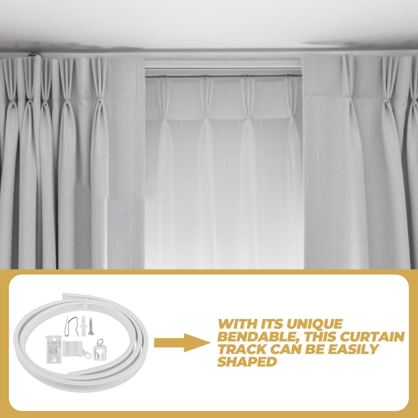 STOBOK 1 Set Curtain Slide Accessories Curtains Curtain Tracks Bendable Curtain Rail Silent Curtain Track Curtain Track for Bay Windows Curtain Rails Curtain Divider