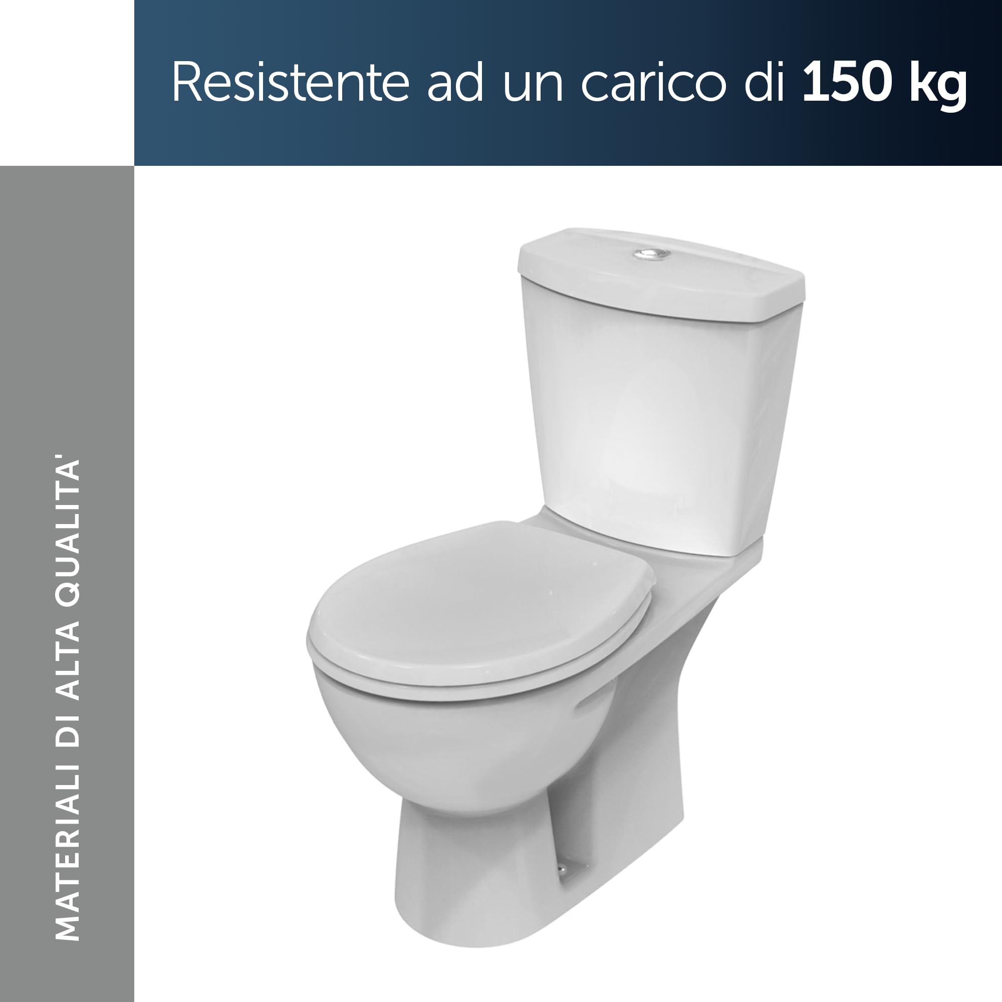 Ideal Standard Eurovit Sedile WC universale, sedile WC ovale resistente, resistente ai raggi UV e con portata fino a 150 kg, in robusto duroplast – Bianco (370x440 mm)