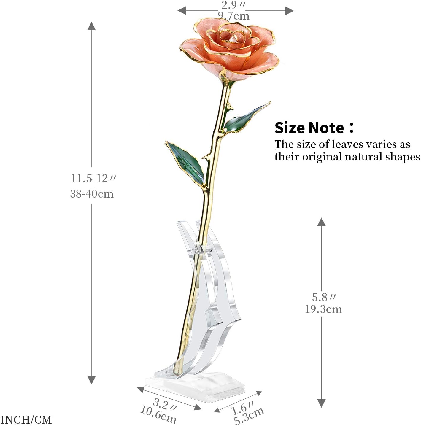 24K Gold Rose, Gold Dipped Rose Made from Real Rose Best Gifts for her and Great Gifts for Wife, Pink with Stand - Image 4