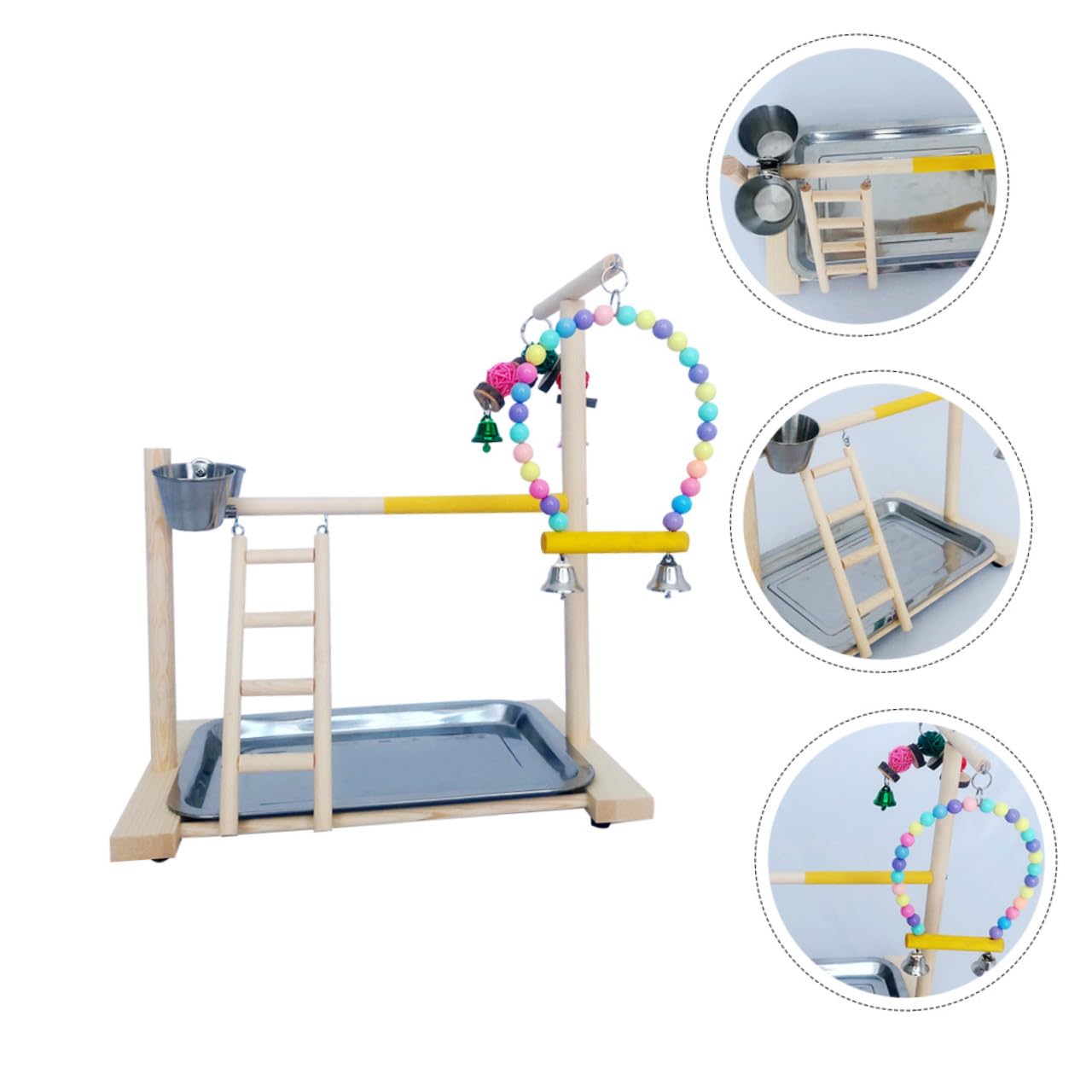 DOITOOL 1juego Parrot Playing Stand Toy para Entrenamiento De Aves De Madera Natural y Divertido para Interacción Casa y Tiendas De