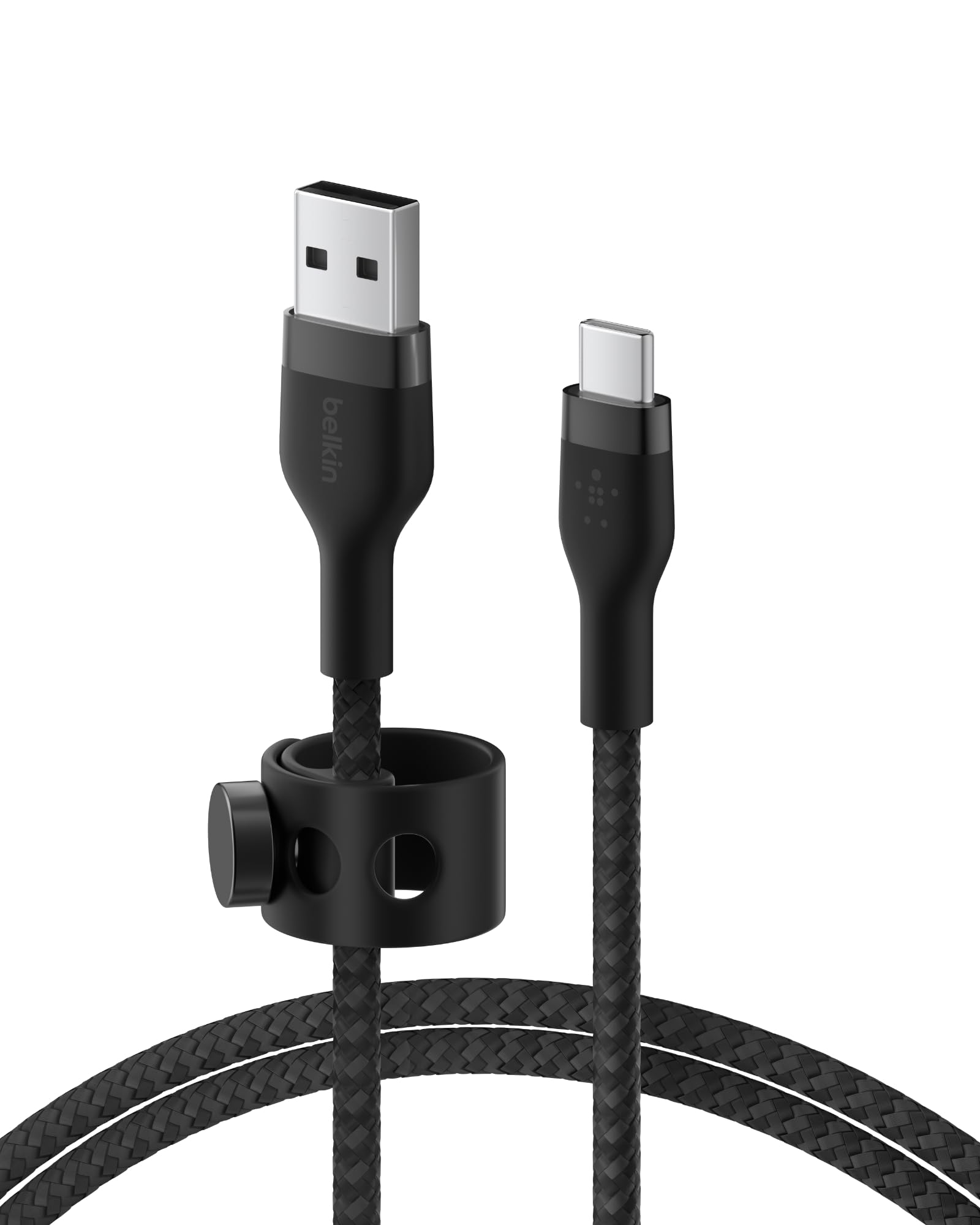 Belkin BoostCharge Pro Flex Braided USB-C to USB-A (2M/6.6ft) Fast Charging Cable USB-IF Certified for iPhone 17, iPhone 17 Pro, iPad Pro, Galaxy S25, S24, Pixel, Nintendo Switch 2 & More - Black