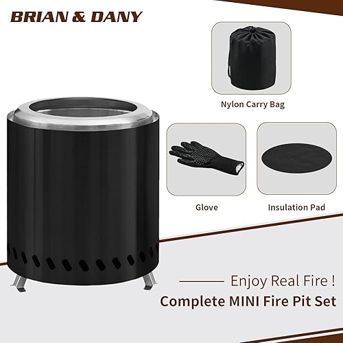 Miniatura 4 de BRIAN & DANY Fogata individual de mesa con soporte, hoguera sin humo para exterior, estufa de acero inoxidable, alimentada por pellets o madera,