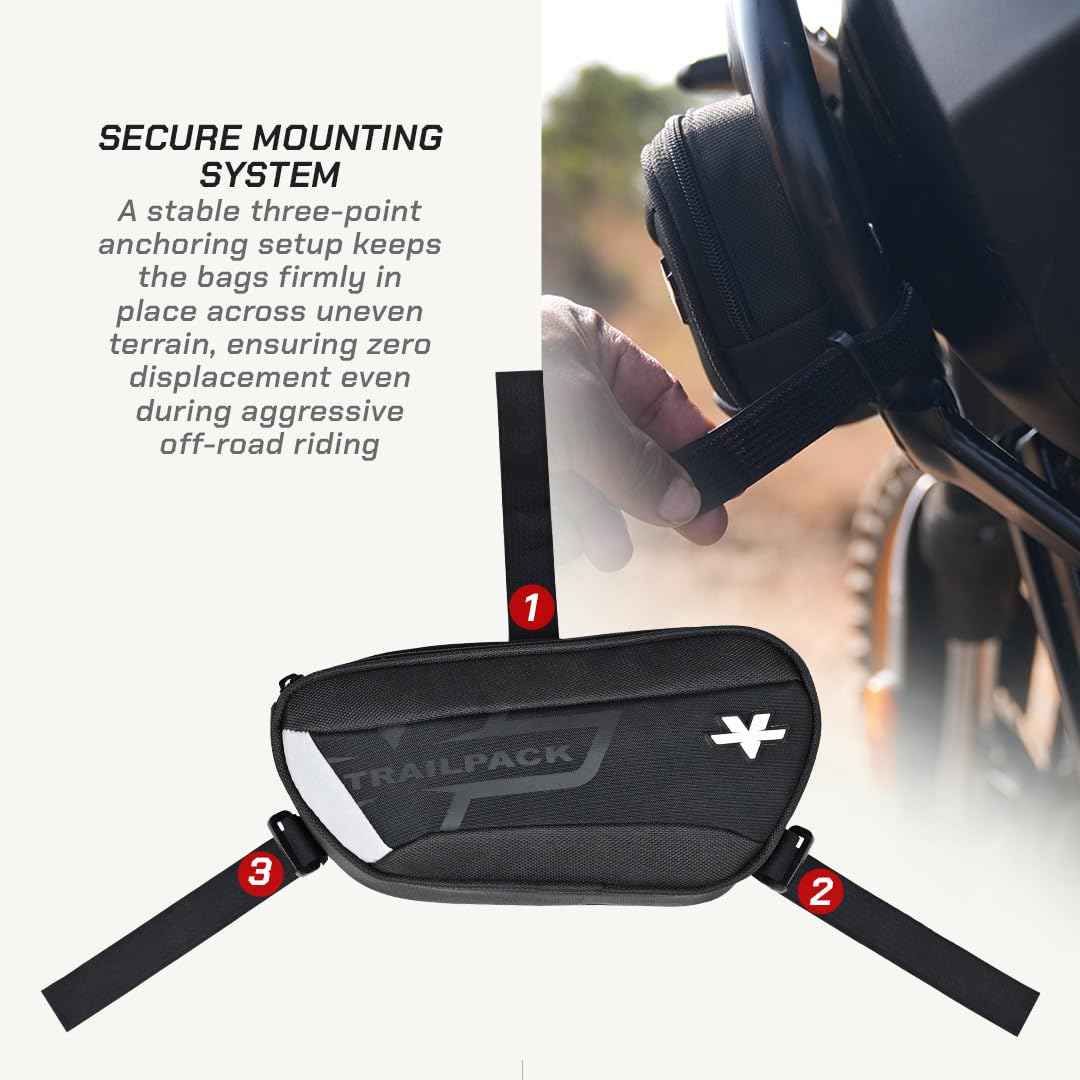 ViaTerra RE Himalayan 450 Trailpack Lite I Motorrad-Sturzbügeltaschen (4 l Fassungsvermögen), gebaut für Off-Road-Frontrahmen