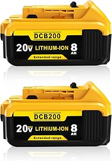 Replacement for Dewalt 20V Max Battery: 8.0Ah Lithium Batteries Compatible with Dewalt DCB200 Cordless Power Tools Craft Woodworker Gardening Work 2 Pack