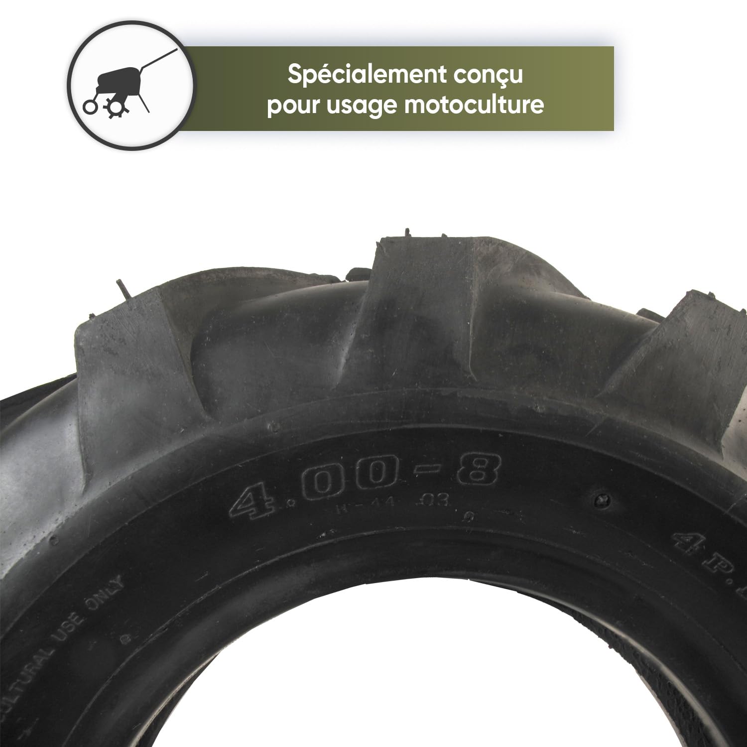GREENSTAR - Pneu 4 Plis Profil Agraire Pour Motoculteur - Dimensions 400 x 8 - Montage Avec Chambre Air - Durable - Produit de haute qualité