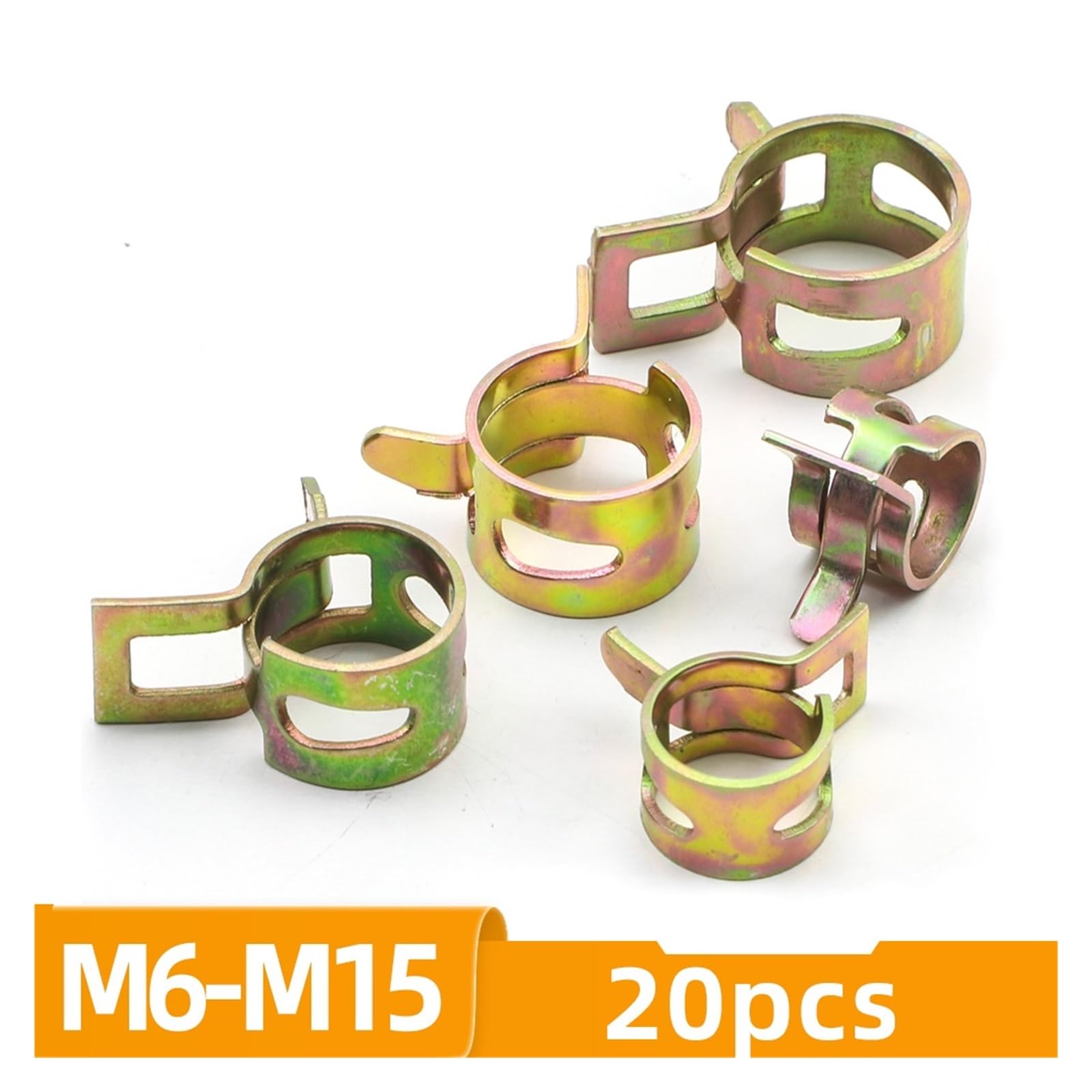 LYVQZPWLRTubi di carburante, 20 pezzi Morsetto a molla for tubo del carburante 6-15 mm Morsetto a molla for tubo del carburante e olio Morsetti for tubo del vuoto in silicone Acciaio al carbonio Zinca