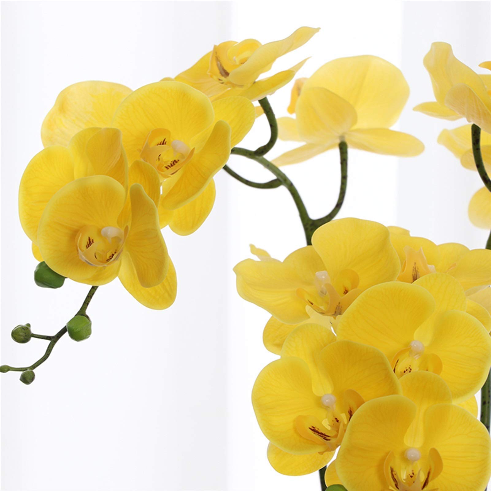 LUUYYI Fiori artificiali in vaso, orchidea farfalla, composizioni artificiali con vaso, bonsai Phalaenopsis in finto poliuretano, per feste di nozze, casa, centrotavola, patio, decorazione (giallo)