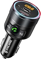 Syncwire Bluetooth 5.4 FM Transmitter for Car - 38W PD/QC3.0 Fast Charging, Hi-Fi Bass Boost, Hands-Free Calls & MP3 Player