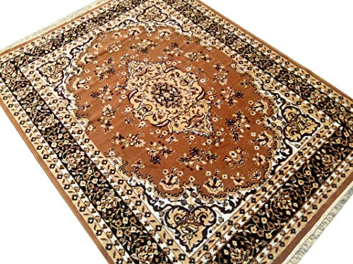 Image of Guldasta 7x10 Feet Acrylic Carpet for Living Room | Gold Color Soft Floor Rug for Home Decor