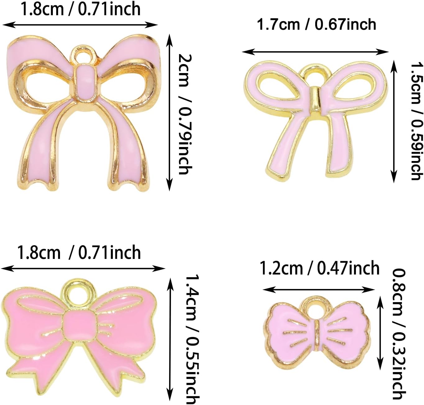 Tupalizy 40PCS Bow Enamel Charms Christmas Bow Decor Gold Plated Pendant for Women Jewelry Making Bracelets Necklaces Earrings Purse Keychains DIY Crafts Valentine's Day Gifts Accessories,4 Style - Image 2