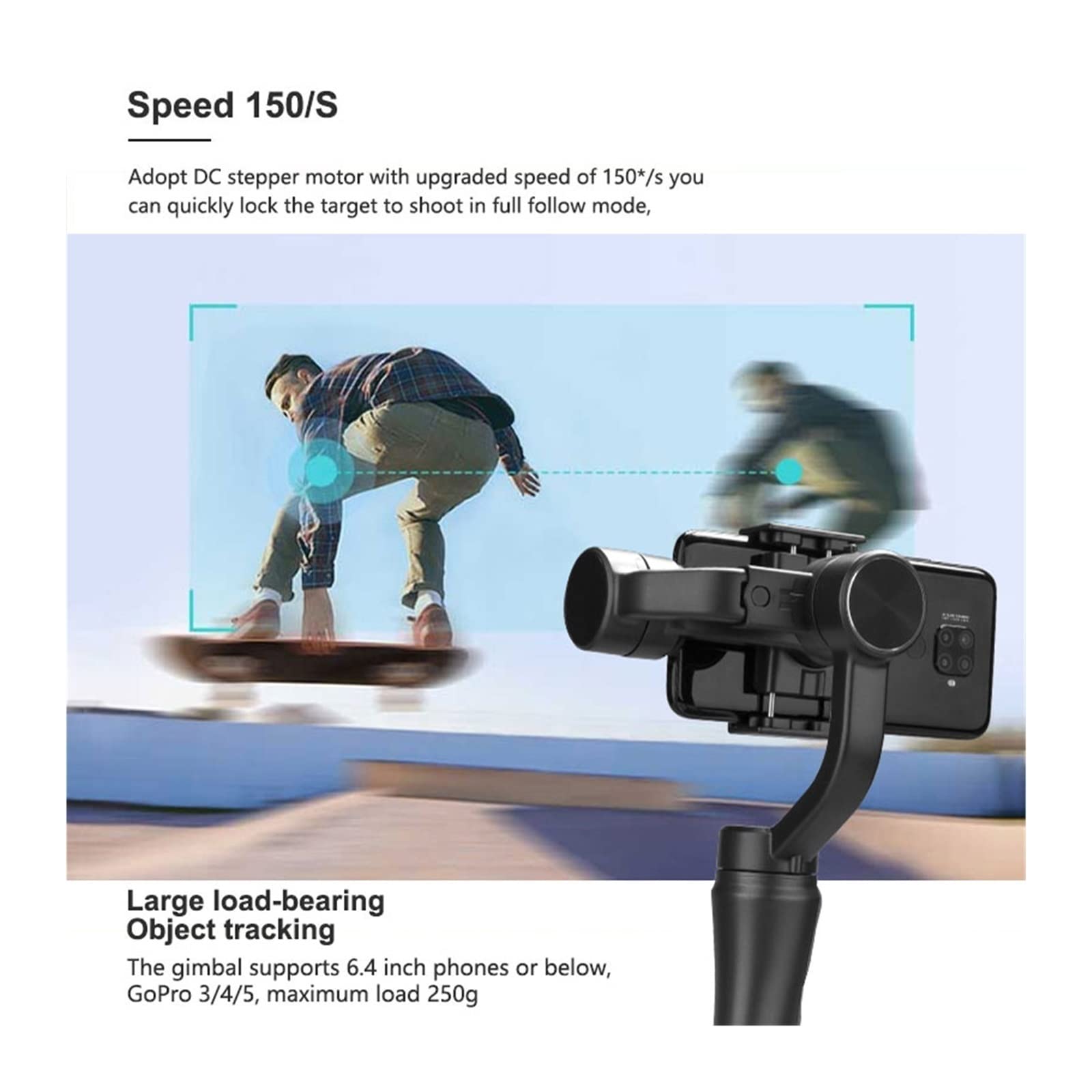 F6 3 Axis Gimbal Estabilizador de Mano Teléfono móvil Grabación Video Smartphone for cámara acción Vlog Live Transmisión en Vivo(F6 Standard)