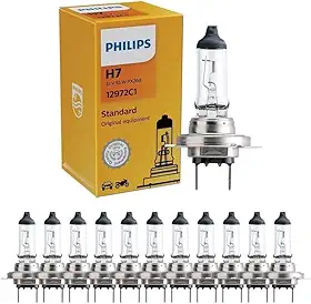 Pack 10 Lampadas H7 Halogena 12V 55W 2800K Luz Branca Quente