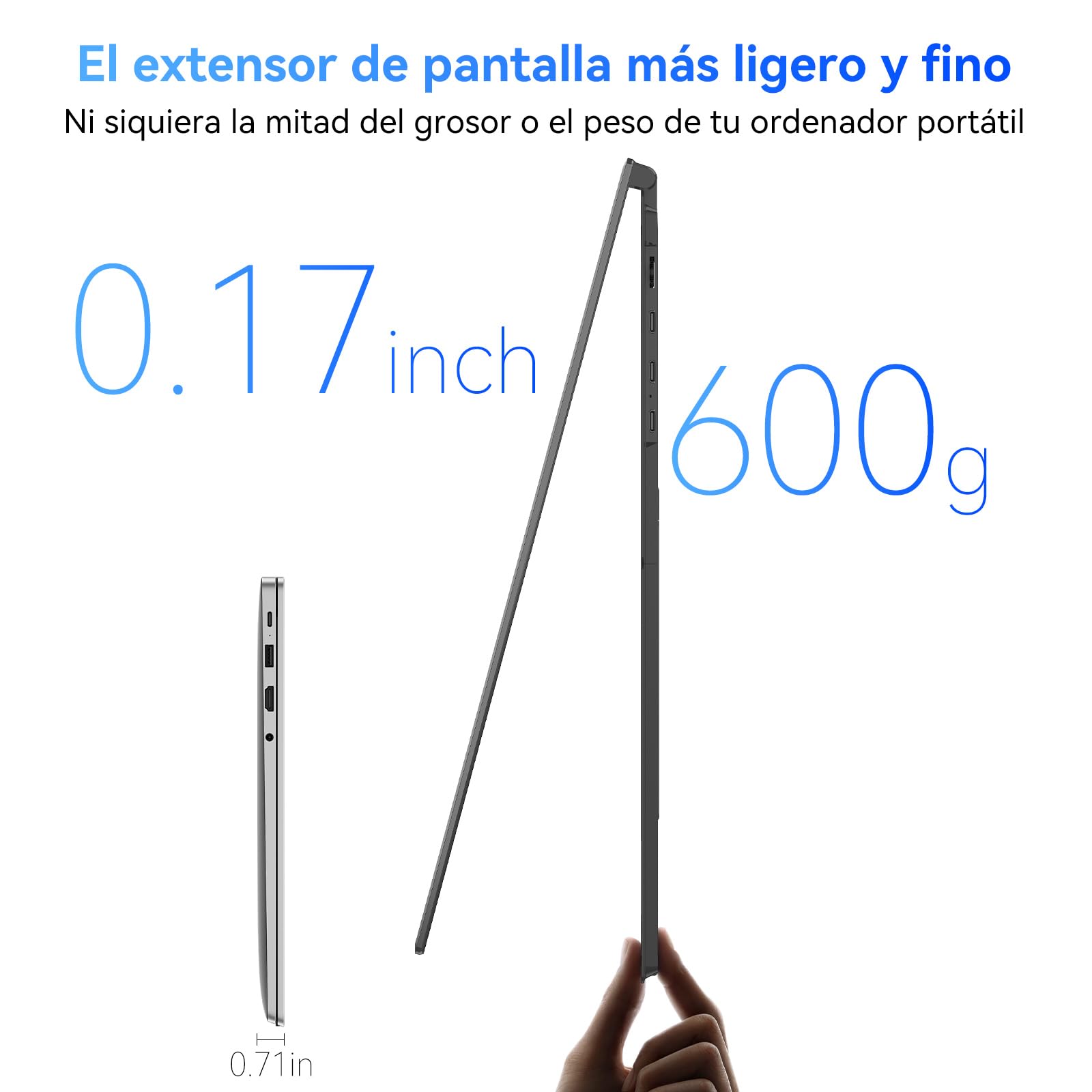 Blackview Pantalla Portatil Extensible Ultradelgado 14" FHD 1080P IPS Monitor Portátil,Certificación TÜV Luz Azul Baja,con HDMI/USB-A/Tipo-C Plug and Play, para Windows/Mac/Chrome/Switch/PS5 - 3