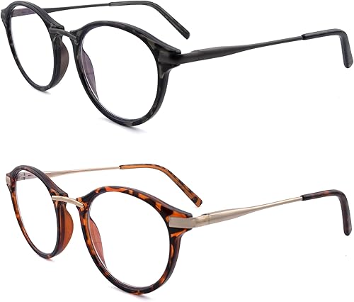 Miniatura 2 de Gafas de lectura redondas para mujeres y hombres, multienfoque progresivolente ampliada completa, bloqueador de luz azul