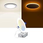 INCARLED 4Inch 5CCT LED Lumières encastrées avec lumière de nuit, 2700K/3000K/3500K/4000K/5000K Dimmable IC Éclairage encastré coté avec boîte de jonction 12Pack 9W 750LM
