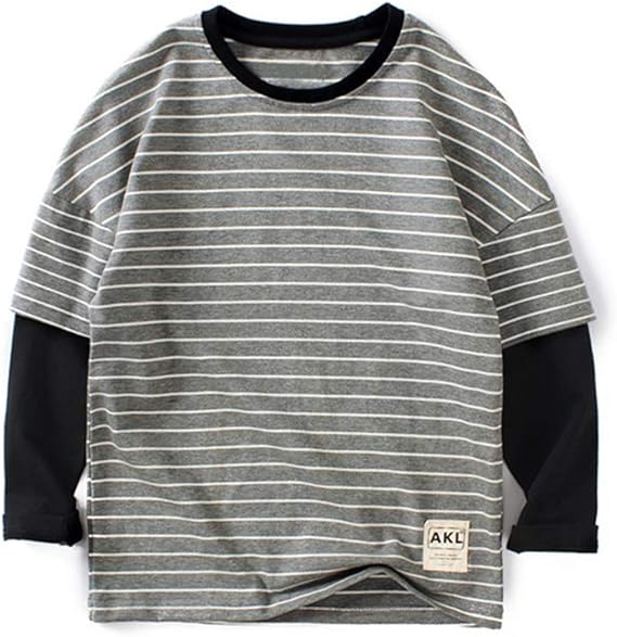Amazon Littlespring フェイクレイヤード ｔシャツ キッズ 男の子 重ね着 長袖 カットソー スウェット ストリート Tシャツ カットソー 通販
