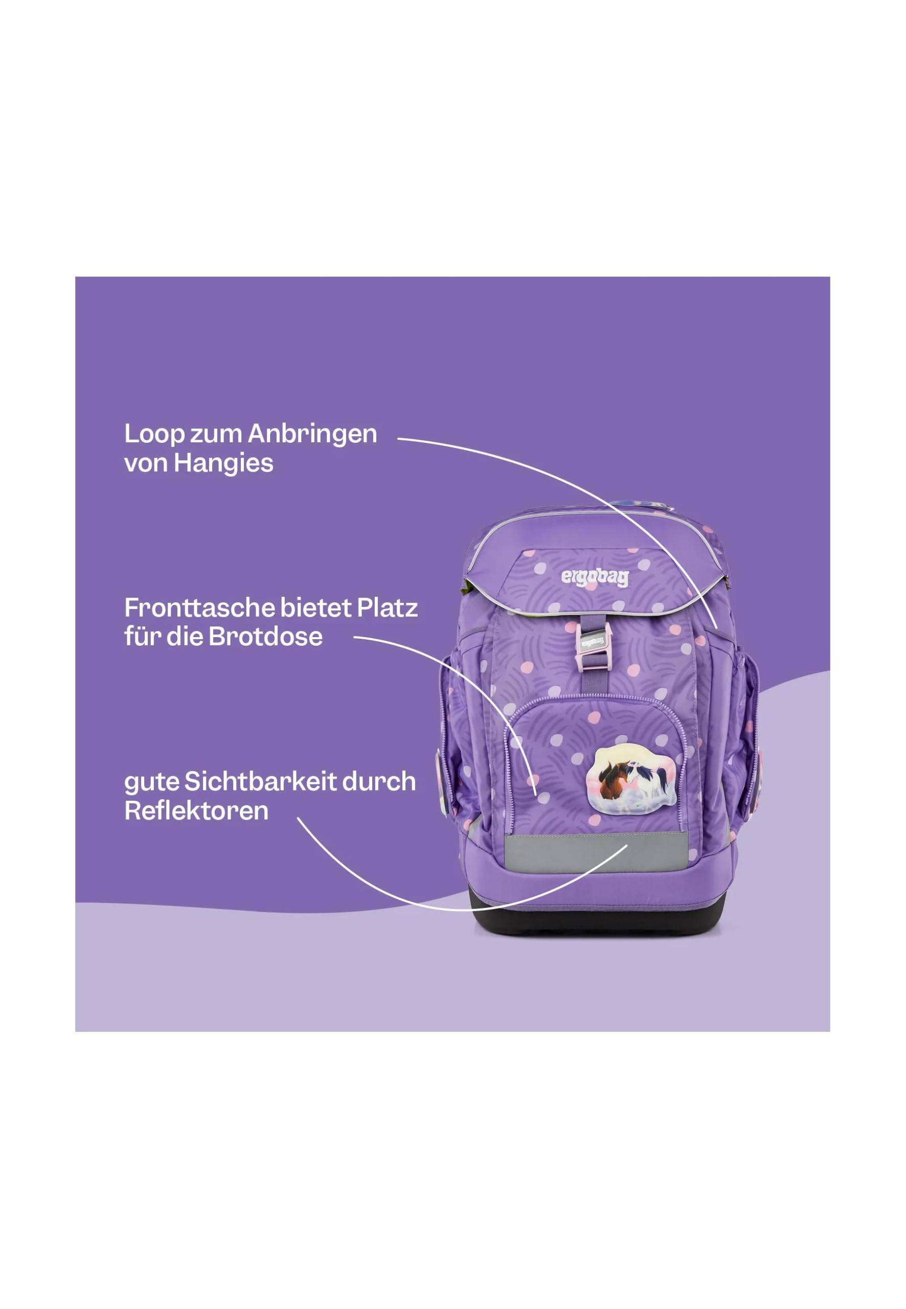 ergobag Schulranzen-Set Maxi Set Bundle PonyBäradies - Lavendel