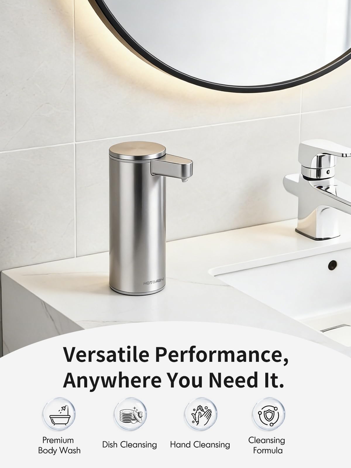 【Automatischer Flüssigseifenspender Touchless】Edelstahl Handseifenspender Auto - Free Touch Elektrischer Seifenspender Wiederaufladbar mit Sensor für Küche, Bad, Gewerbe (Silber)