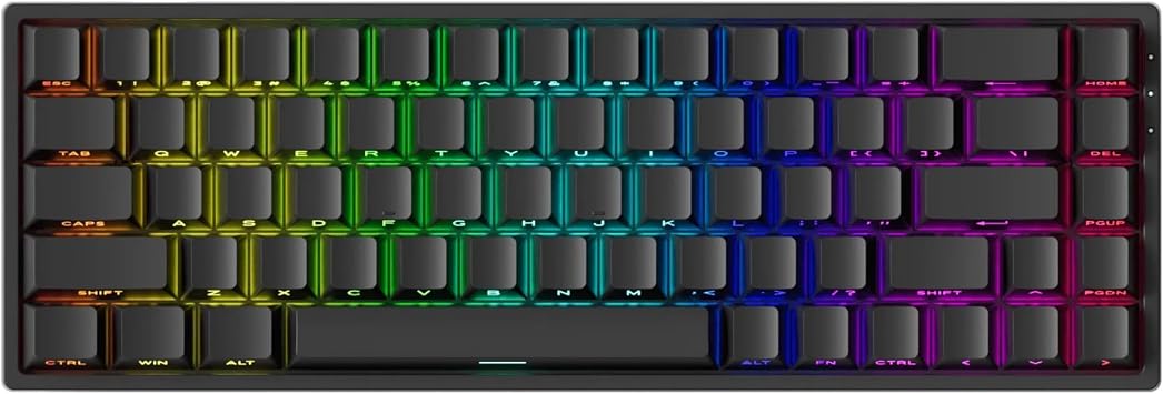 لوحة مفاتيح الألعاب MONSGEEK FUN68 Rapid Trigger 8k SP HE سلكية 65% لوحة مفاتيح سوداء، مفتاح مغناطيسي لامع